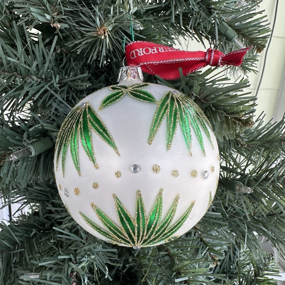 VTG Waterford Holiday Heirlooms "Star of Wonder" White/Green/Gold Ornament W/Box